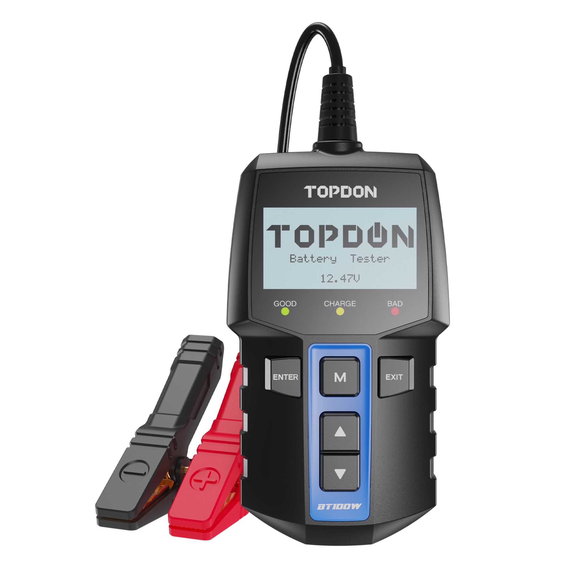 TOPDON Bluetooth 12V Battery & System Tester, Testing via the Device’s Interface or the App Model# BT100W